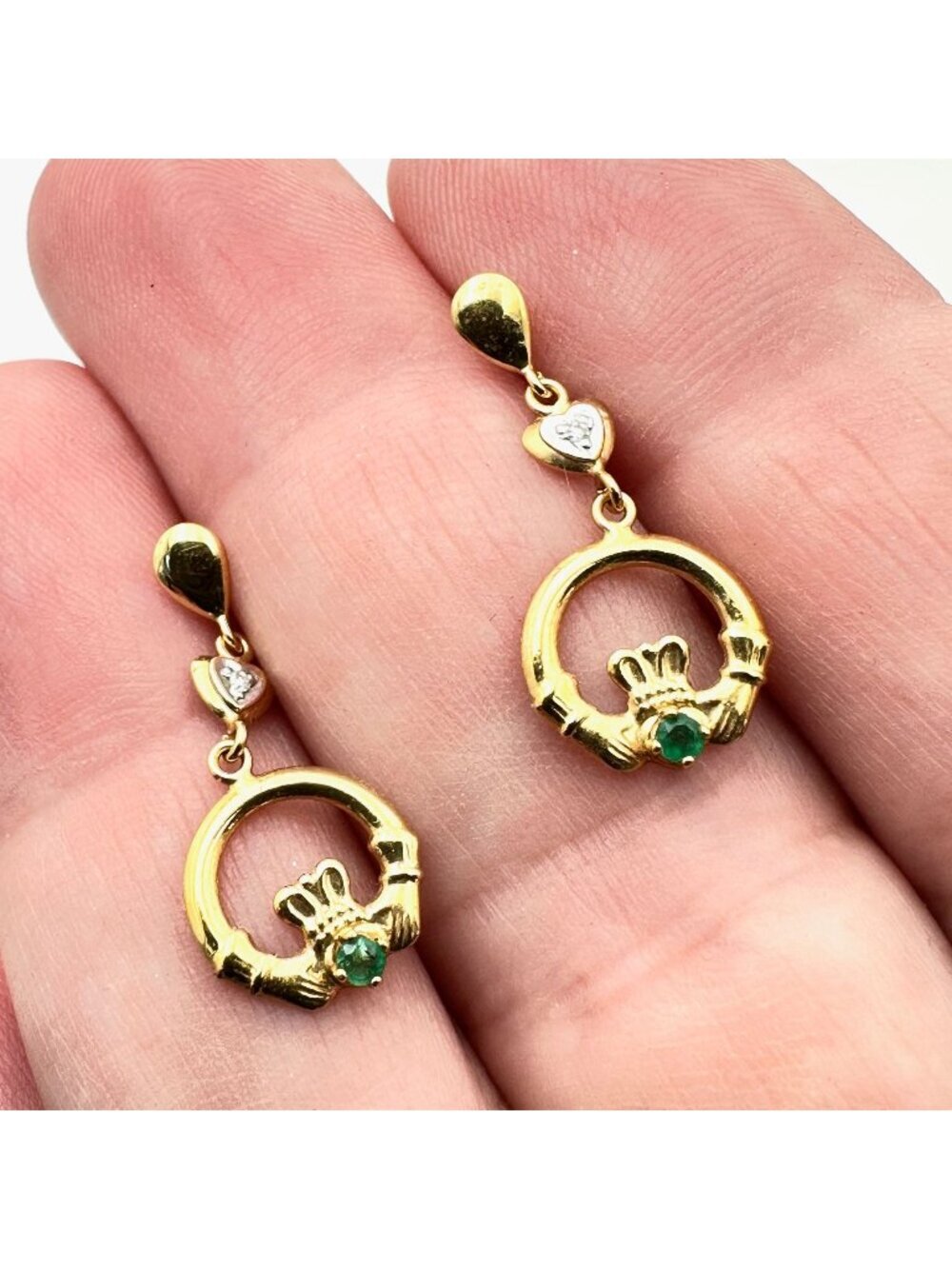 10K Yellow Gold Irish Celtic Earrings Claudaugh